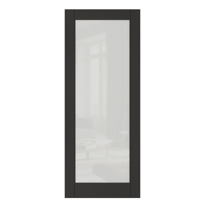 CRUTOP Frosted Glass Interior Slab Door, Black Prefinished Door with/without Prehung Kit, Paintable