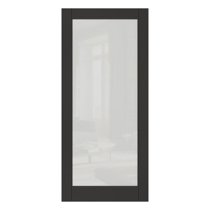 CRUTOP Frosted Glass Interior Slab Door, Black Prefinished Door with/without Prehung Kit, Paintable