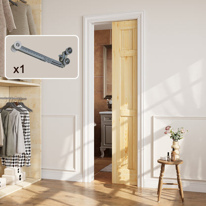 CRUTOP 6-Panel Solid Pine Wood Panel Pocket Door, Pine Wood Interior Sliding Doors with Hardware Kit & Soft Close & Frame, Solid Pine Wood & Unfinished Paintable Surface