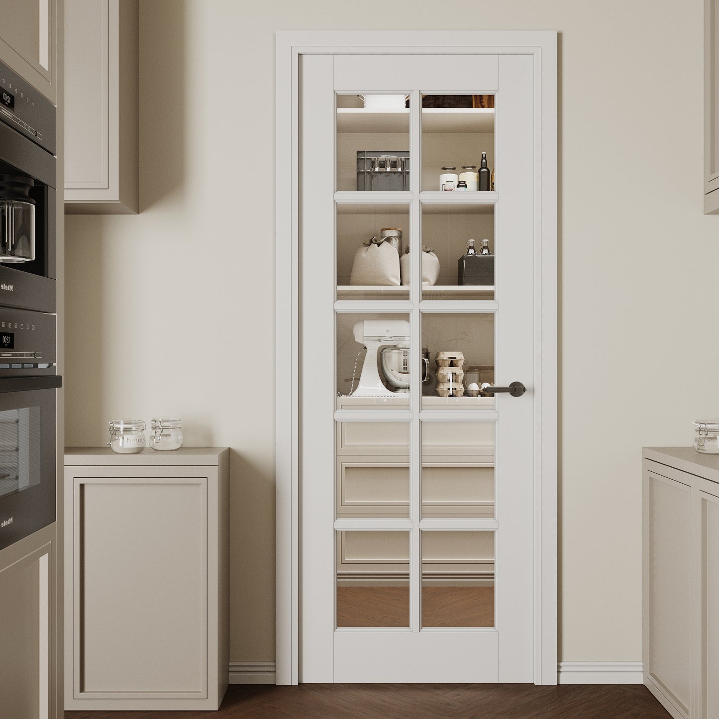 CRUTOP 10-Lite Clear Glass Interior Slab Door, White Prefinished Door with/without Prehung Kit, Paintable