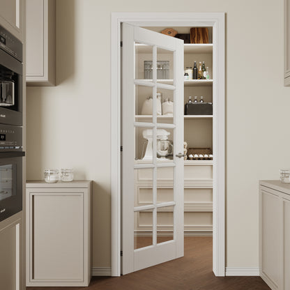 CRUTOP 10-Lite Clear Glass Interior Slab Door, White Prefinished Door with/without Prehung Kit, Paintable