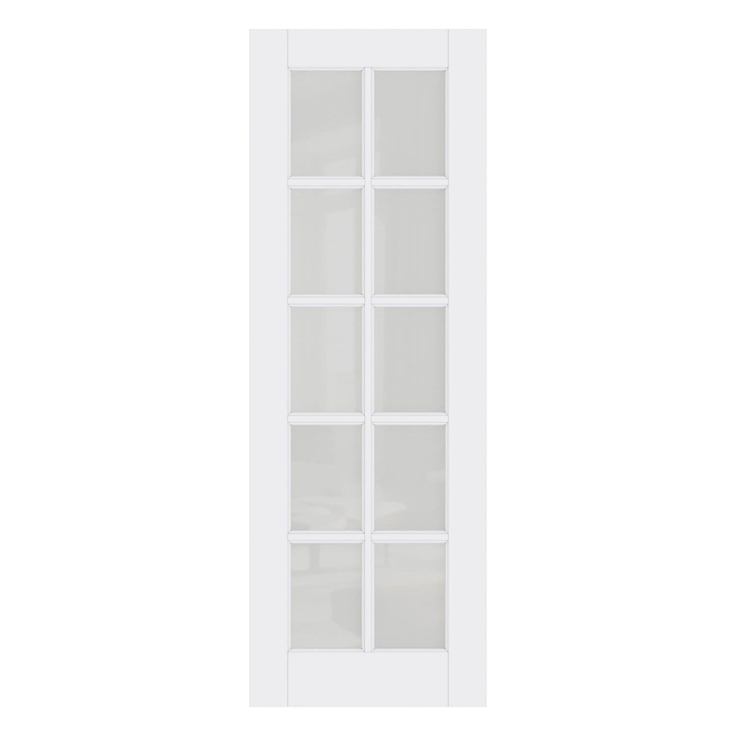 CRUTOP 10-Lite Frosted Glass Interior Slab Door, White Prefinished Door with/without Prehung Kit, Paintable