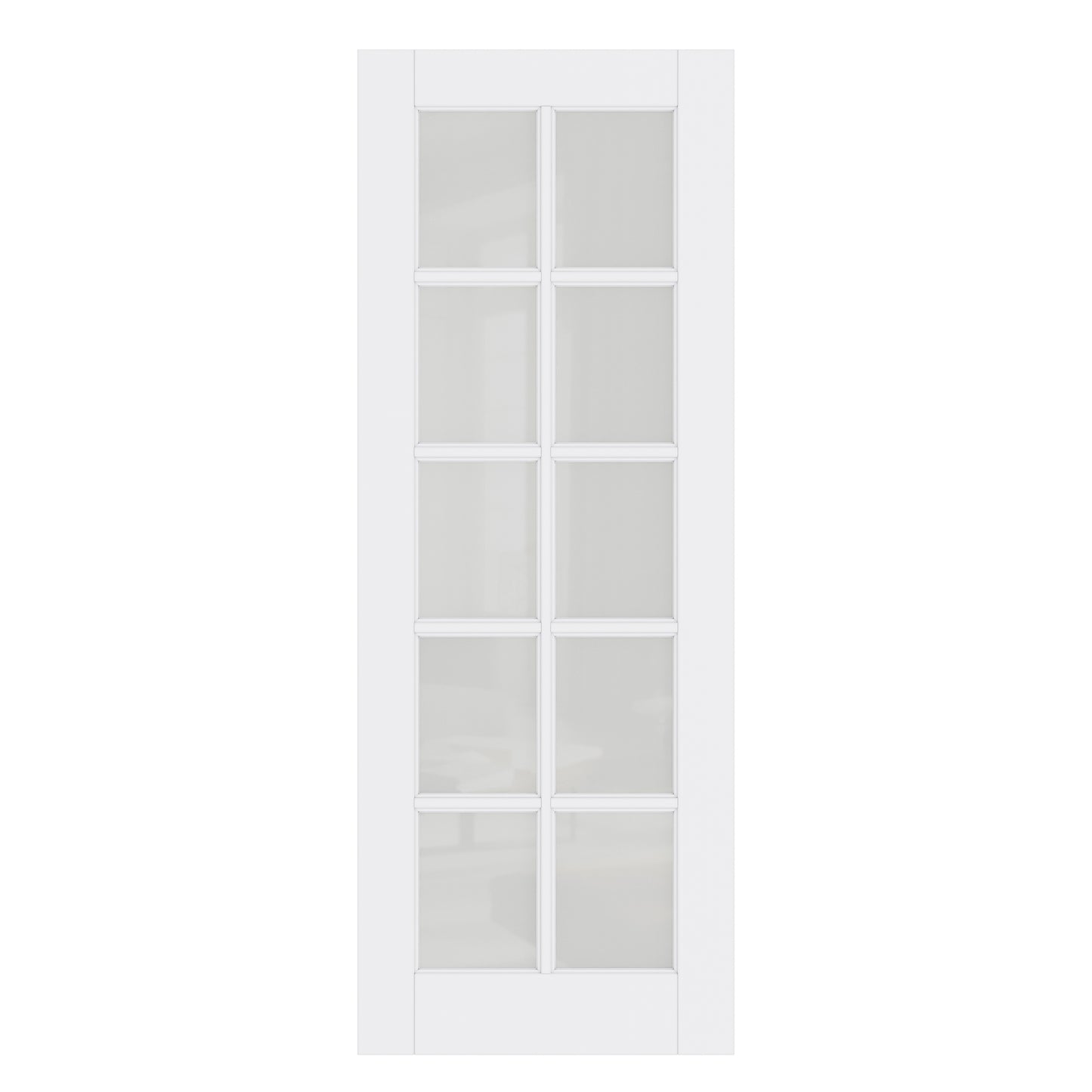 CRUTOP 10-Lite Frosted Glass Interior Slab Door, White Prefinished Door with/without Prehung Kit, Paintable