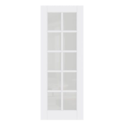 CRUTOP 10-Lite Frosted Glass Interior Slab Door, White Prefinished Door with/without Prehung Kit, Paintable