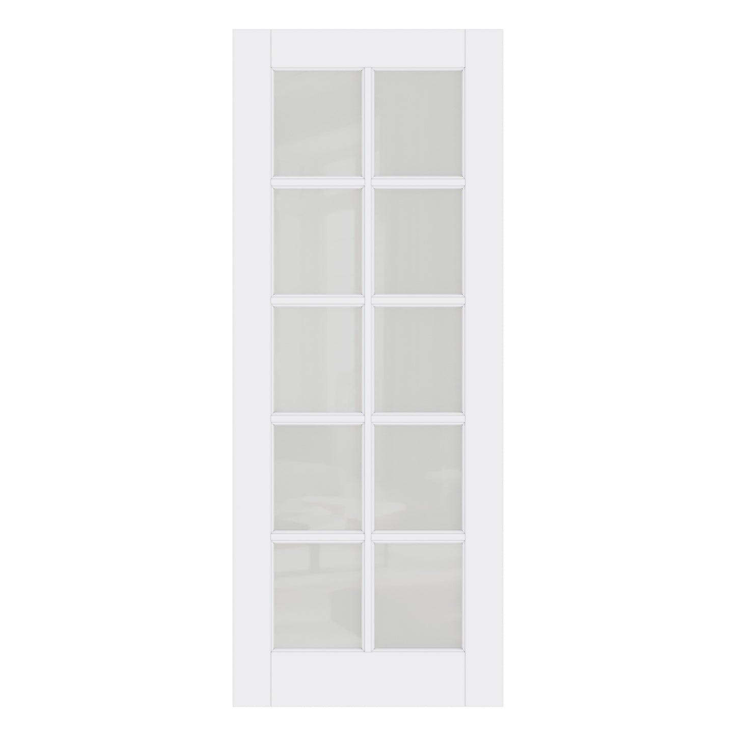 CRUTOP 10-Lite Frosted Glass Interior Slab Door, White Prefinished Door with/without Prehung Kit, Paintable