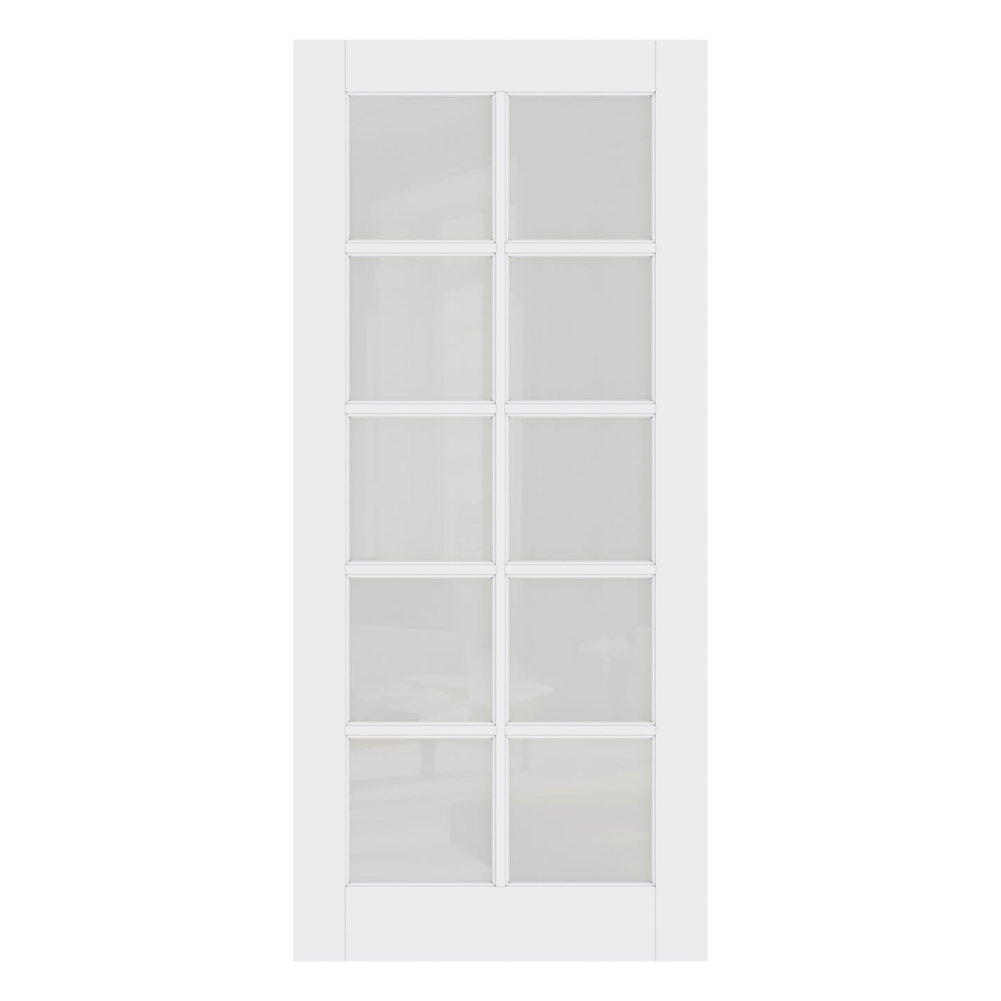 CRUTOP 10-Lite Frosted Glass Interior Slab Door, White Prefinished Door with/without Prehung Kit, Paintable