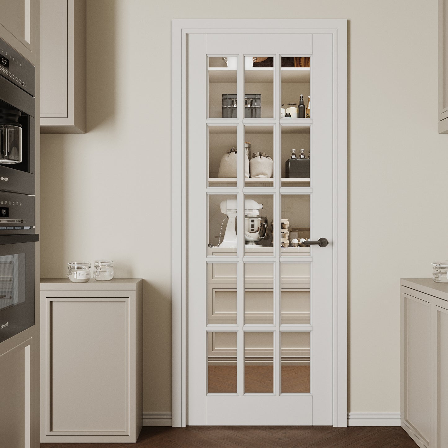 CRUTOP 15-Lite Clear Glass Interior Slab Door, White Prefinished Door with/without Prehung Kit, Paintable