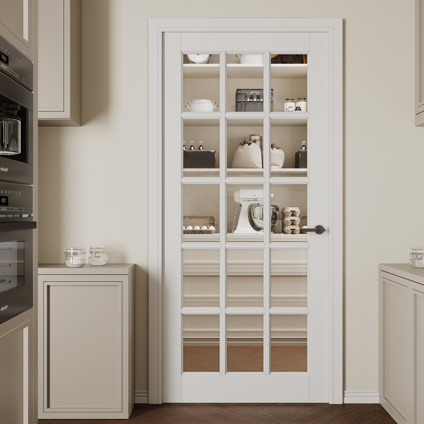 CRUTOP 15-Lite Clear Glass Interior Slab Door, White Prefinished Door with/without Prehung Kit, Paintable