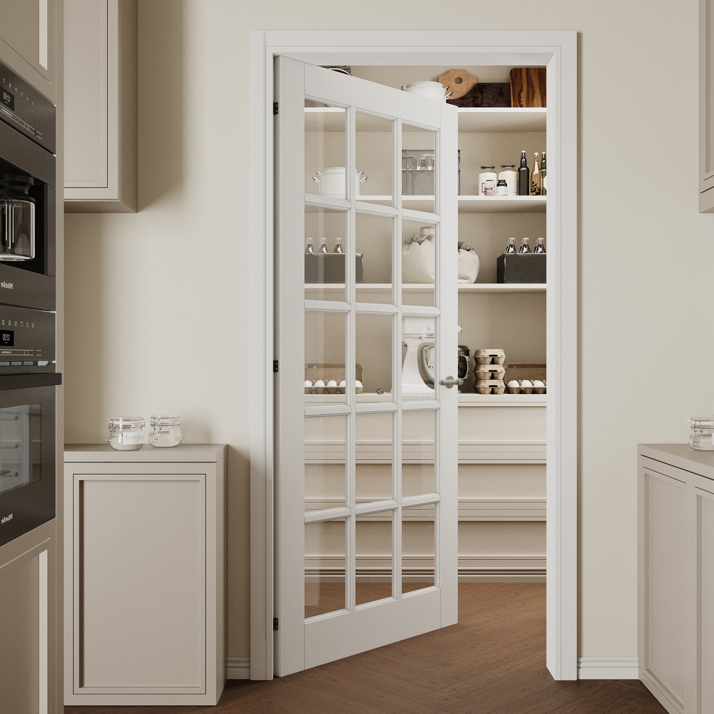 CRUTOP 15-Lite Clear Glass Interior Slab Door, White Prefinished Door with/without Prehung Kit, Paintable