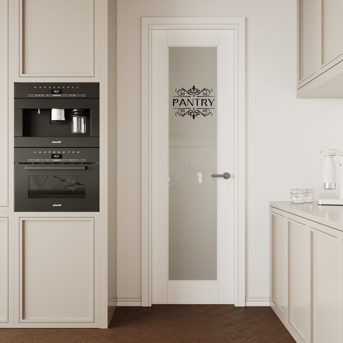 CRUTOP Frosted Glass Pantry Interior Door Slab, White Prefinished Door with/without Prehung Kit, Paintable