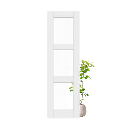 CRUTOP 3-Lite Clear Glass Interior Slab Door, White Prefinished Door with/without Prehung Kit, Paintable