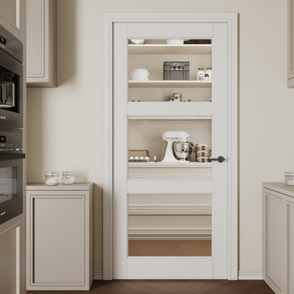 CRUTOP 3-Lite Clear Glass Interior Slab Door, White Prefinished Door with/without Prehung Kit, Paintable