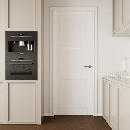 CRUTOP 3-Lite Solid Core MDF Panel Interior Slab Door, White Prefinished Door with/without Prehung Kit, Paintable