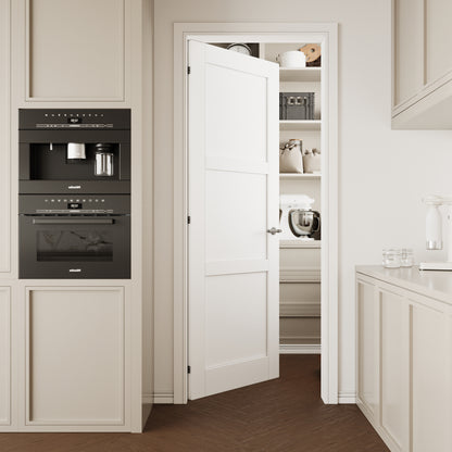 CRUTOP 3-Lite Solid Core MDF Panel Interior Slab Door, White Prefinished Door with/without Prehung Kit, Paintable