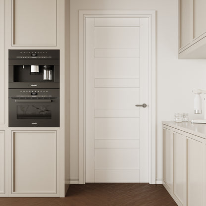 CRUTOP 5-Lite Solid Core MDF Panel Interior Slab Door, White Prefinished Door with/without Prehung Kit, Paintable