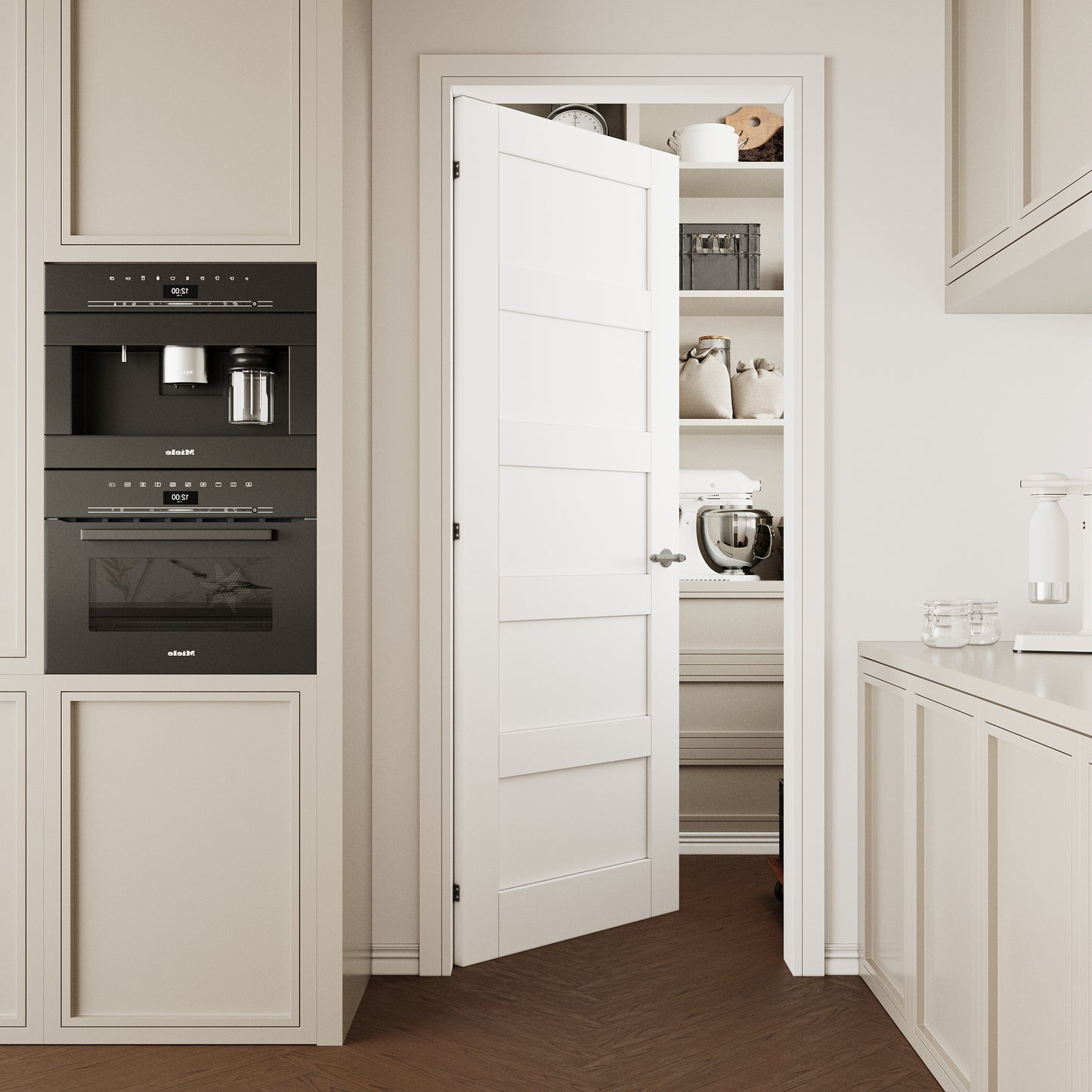 CRUTOP 5-Lite Solid Core MDF Panel Interior Slab Door, White Prefinished Door with/without Prehung Kit, Paintable