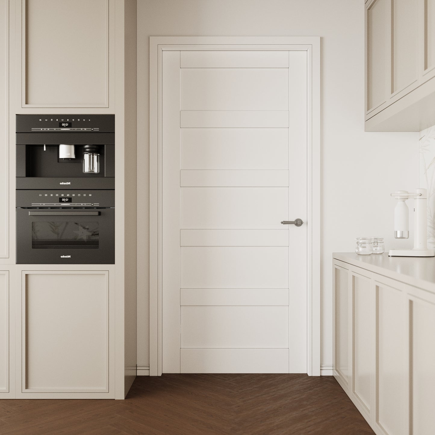 CRUTOP 5-Lite Solid Core MDF Panel Interior Slab Door, White Prefinished Door with/without Prehung Kit, Paintable