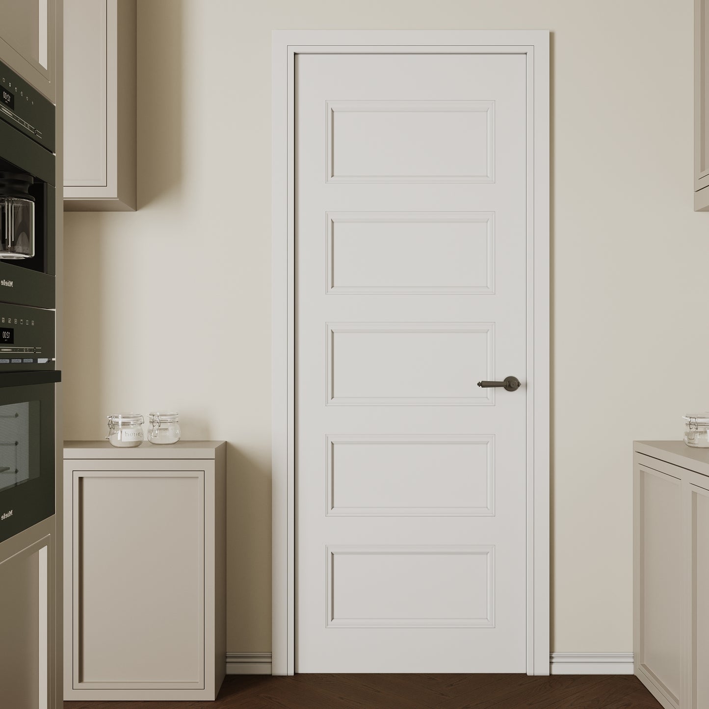 CRUTOP 5-Lite Solid Core Molded Panel Interior Slab Door, White Prefinished Door with/without Prehung Kit, Paintable