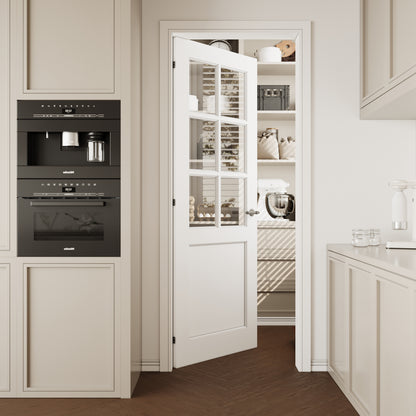CRUTOP 6-Lite Clear Glass Interior Slab Door, White Prefinished Door with/without Prehung Kit, Paintable