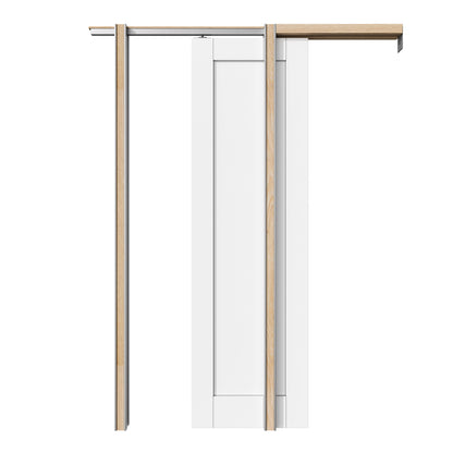 CRUTOP Solid Core Panel Pocket Door, White Interior Sliding Doors with Hardware Kit & Soft Close & Frame, Solid Core MDF Wood & Pre-Finished Paintable Surface
