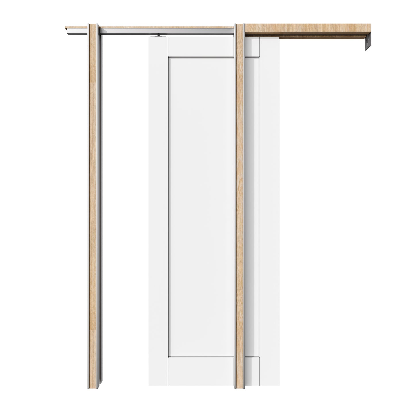 CRUTOP Solid Core Panel Pocket Door, White Interior Sliding Doors with Hardware Kit & Soft Close & Frame, Solid Core MDF Wood & Pre-Finished Paintable Surface