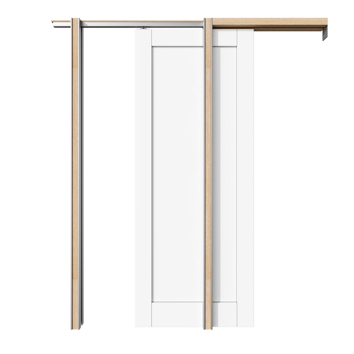 CRUTOP Solid Core Panel Pocket Door, White Interior Sliding Doors with Hardware Kit & Soft Close & Frame, Solid Core MDF Wood & Pre-Finished Paintable Surface