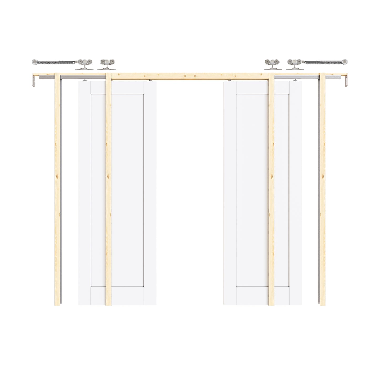 CRUTOP Solid Core Panel Pocket Door, White Interior Sliding Doors with Hardware Kit & Soft Close & Frame, Solid Core MDF Wood & Pre-Finished Paintable Surface