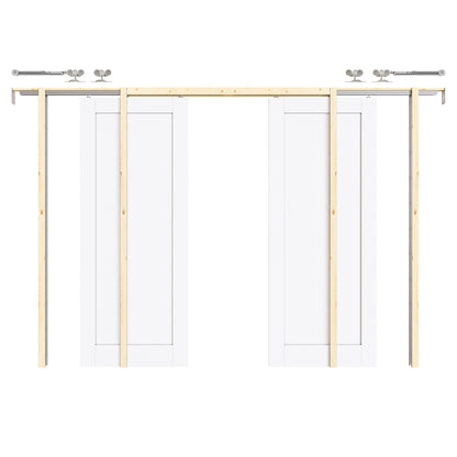 CRUTOP Solid Core Panel Pocket Door, White Interior Sliding Doors with Hardware Kit & Soft Close & Frame, Solid Core MDF Wood & Pre-Finished Paintable Surface
