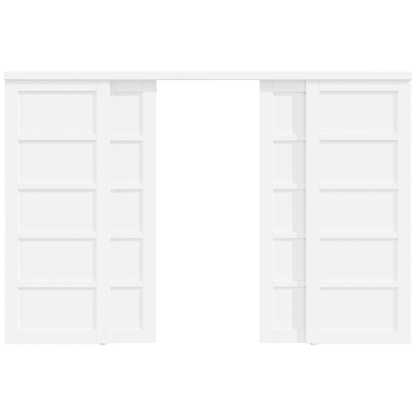 [Paintable] Crutophome 5 Panel Bypass Sliding Closet Door with Hardware Kit, Solid Core MDF Wood & Assembly Required & Primed, White