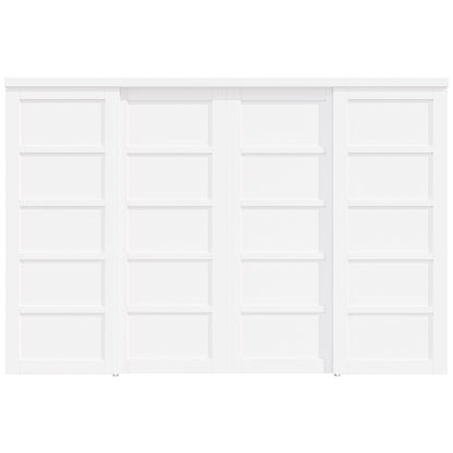 [Paintable] Crutophome 5 Panel Bypass Sliding Closet Door with Hardware Kit, Solid Core MDF Wood & Assembly Required & Primed, White