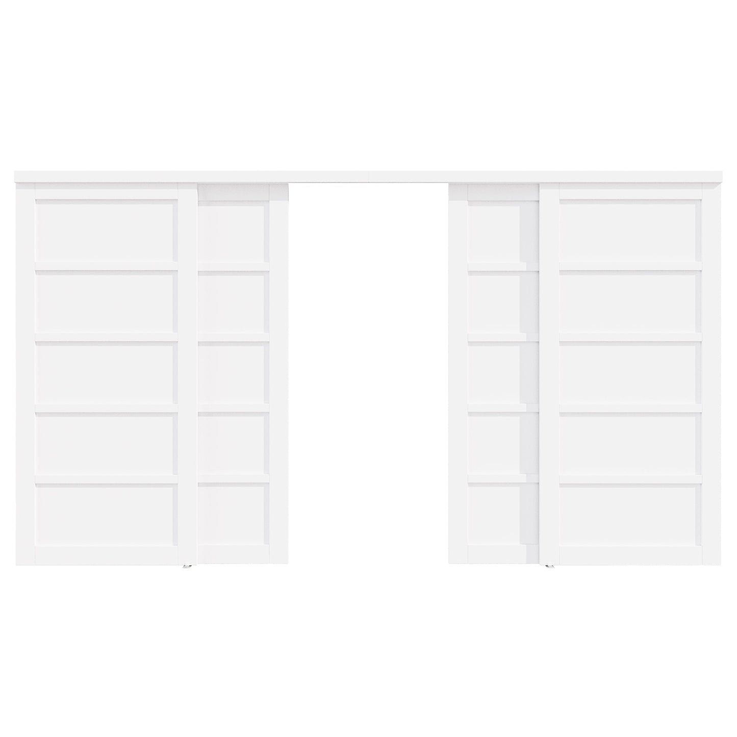 [Paintable] Crutophome 5 Panel Bypass Sliding Closet Door with Hardware Kit, Solid Core MDF Wood & Assembly Required & Primed, White
