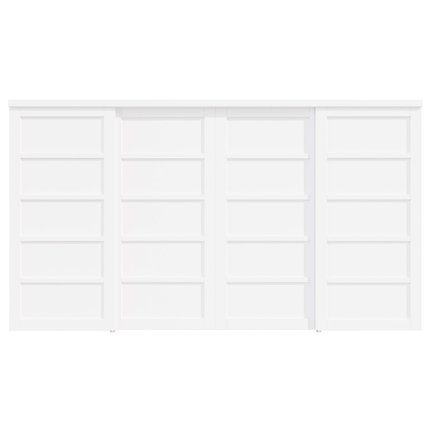 [Paintable] Crutophome 5 Panel Bypass Sliding Closet Door with Hardware Kit, Solid Core MDF Wood & Assembly Required & Primed, White