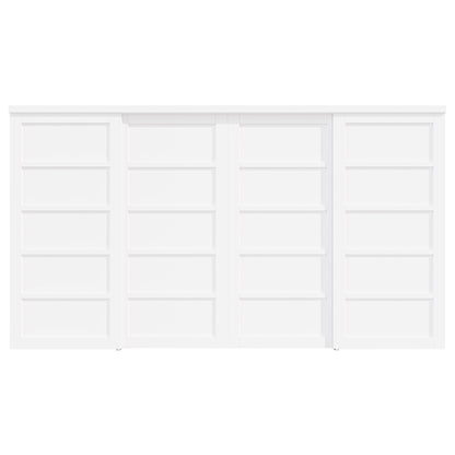 [Paintable] Crutophome 5 Panel Bypass Sliding Closet Door with Hardware Kit, Solid Core MDF Wood & Assembly Required & Primed, White