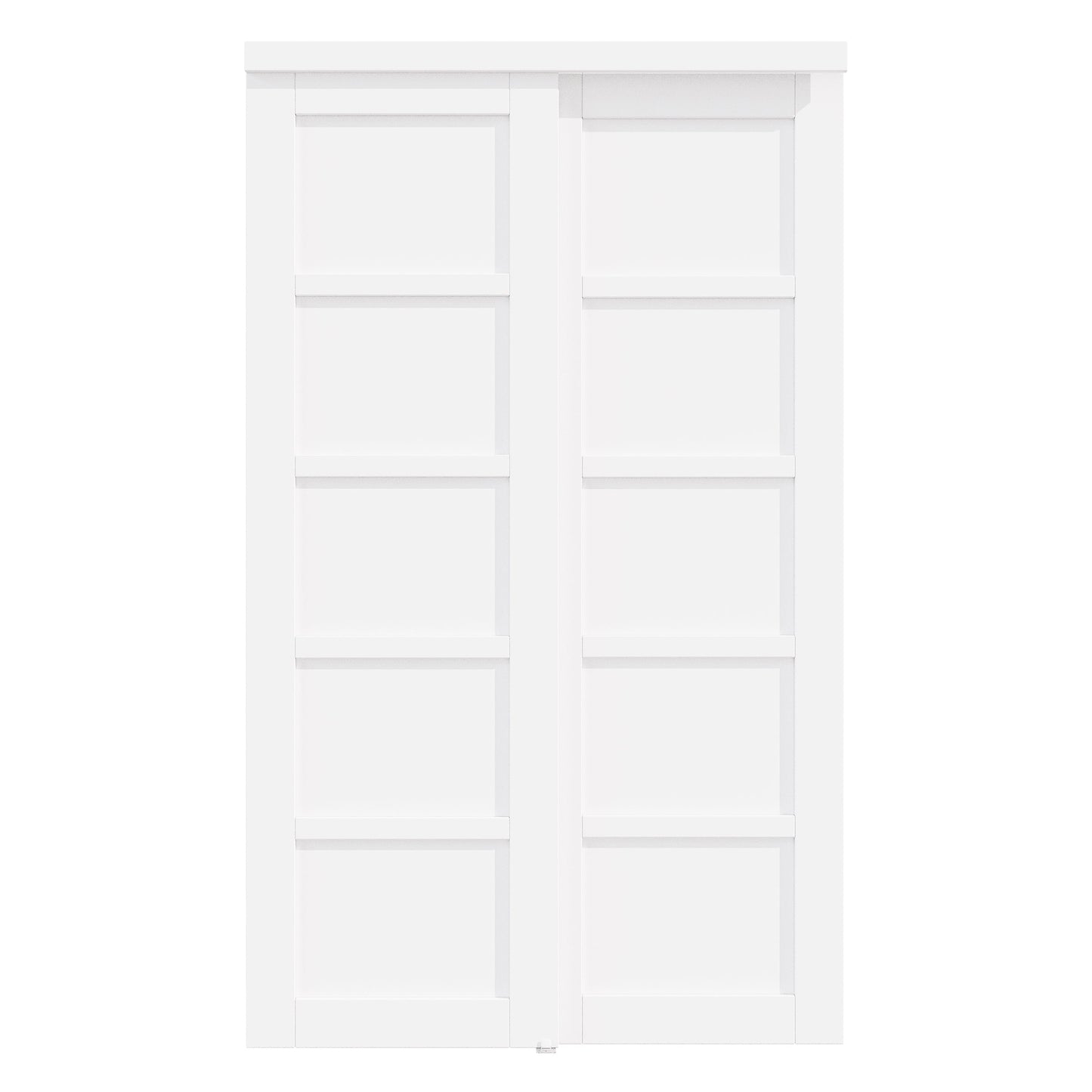 [Paintable] Crutophome 5 Panel Bypass Sliding Closet Door with Hardware Kit, Solid Core MDF Wood & Assembly Required & Primed, White