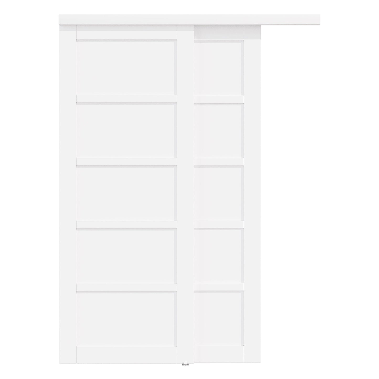 [Paintable] Crutophome 5 Panel Bypass Sliding Closet Door with Hardware Kit, Solid Core MDF Wood & Assembly Required & Primed, White