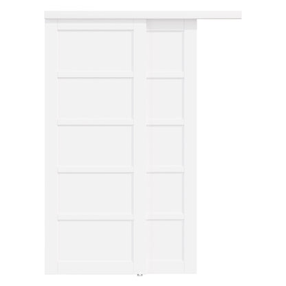 [Paintable] Crutophome 5 Panel Bypass Sliding Closet Door with Hardware Kit, Solid Core MDF Wood & Assembly Required & Primed, White