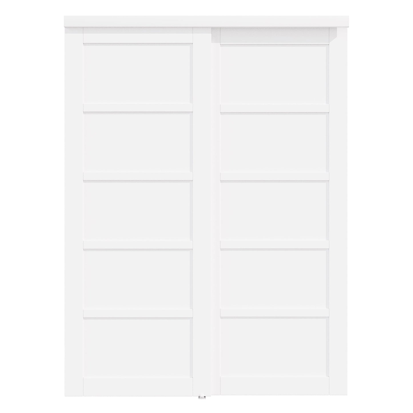 [Paintable] Crutophome 5 Panel Bypass Sliding Closet Door with Hardware Kit, Solid Core MDF Wood & Assembly Required & Primed, White