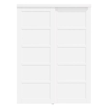 [Paintable] Crutophome 5 Panel Bypass Sliding Closet Door with Hardware Kit, Solid Core MDF Wood & Assembly Required & Primed, White