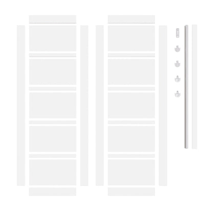 [Paintable] Crutophome 5 Panel Bypass Sliding Closet Door with Hardware Kit, Solid Core MDF Wood & Assembly Required & Primed, White