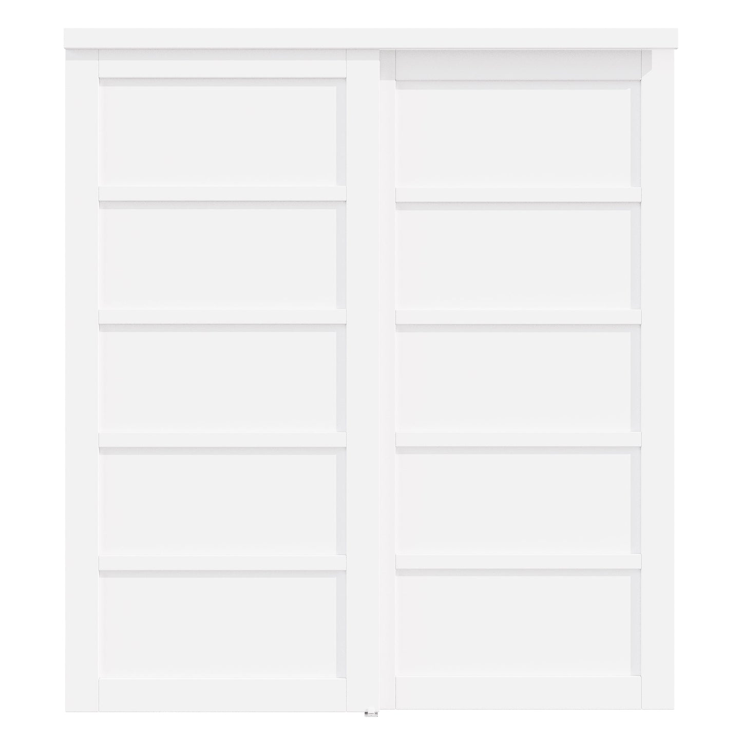 [Paintable] Crutophome 5 Panel Bypass Sliding Closet Door with Hardware Kit, Solid Core MDF Wood & Assembly Required & Primed, White