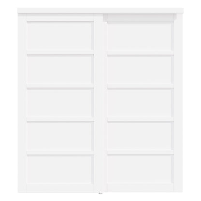[Paintable] Crutophome 5 Panel Bypass Sliding Closet Door with Hardware Kit, Solid Core MDF Wood & Assembly Required & Primed, White