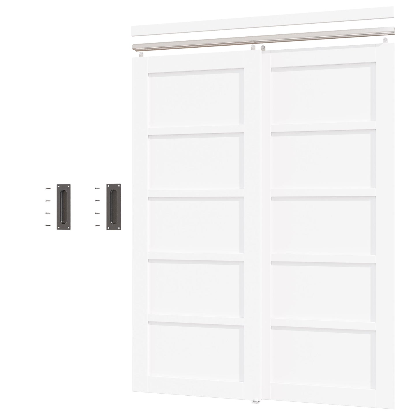 [Paintable] Crutophome 5 Panel Bypass Sliding Closet Door with Hardware Kit, Solid Core MDF Wood & Assembly Required & Primed, White