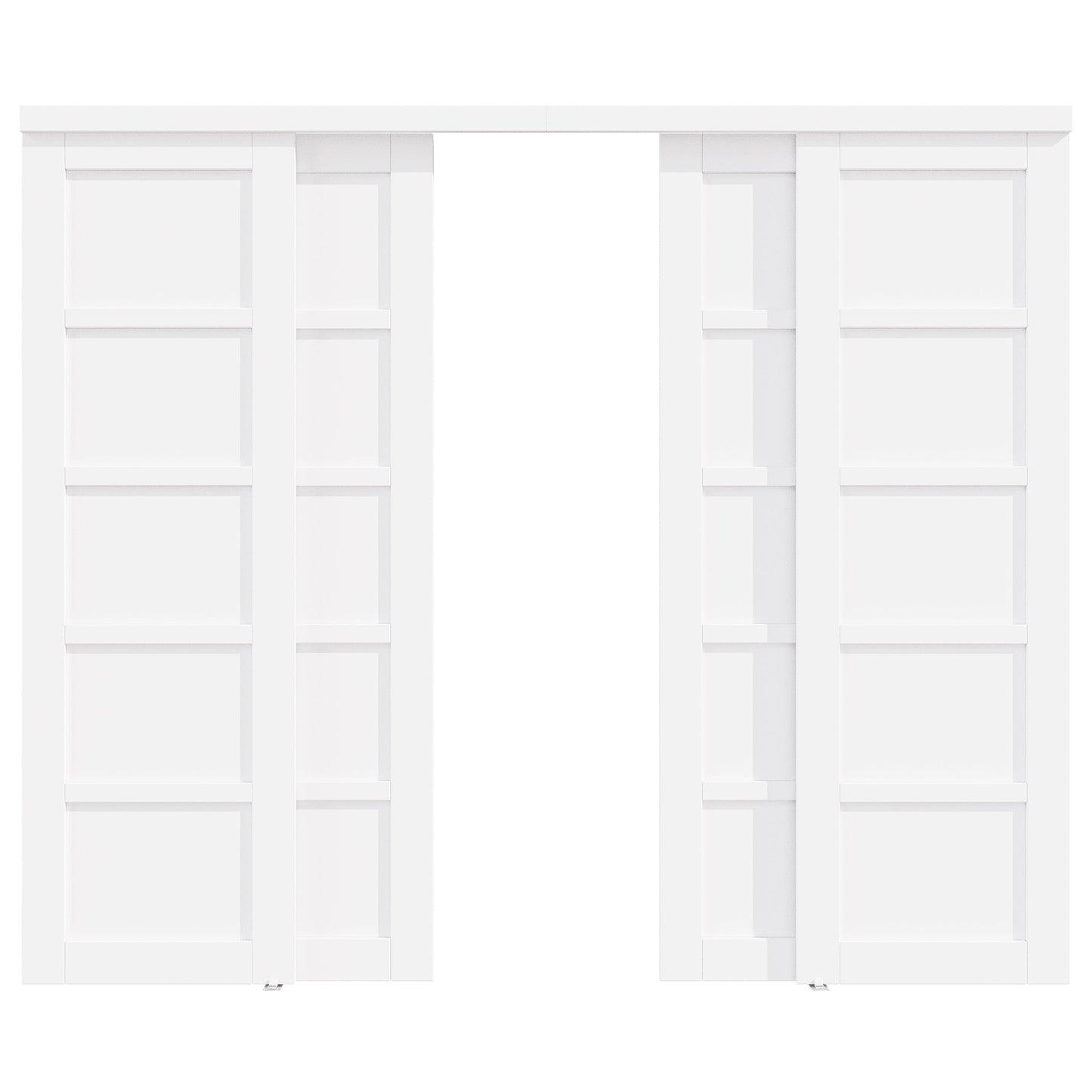 [Paintable] Crutophome 5 Panel Bypass Sliding Closet Door with Hardware Kit, Solid Core MDF Wood & Assembly Required & Primed, White