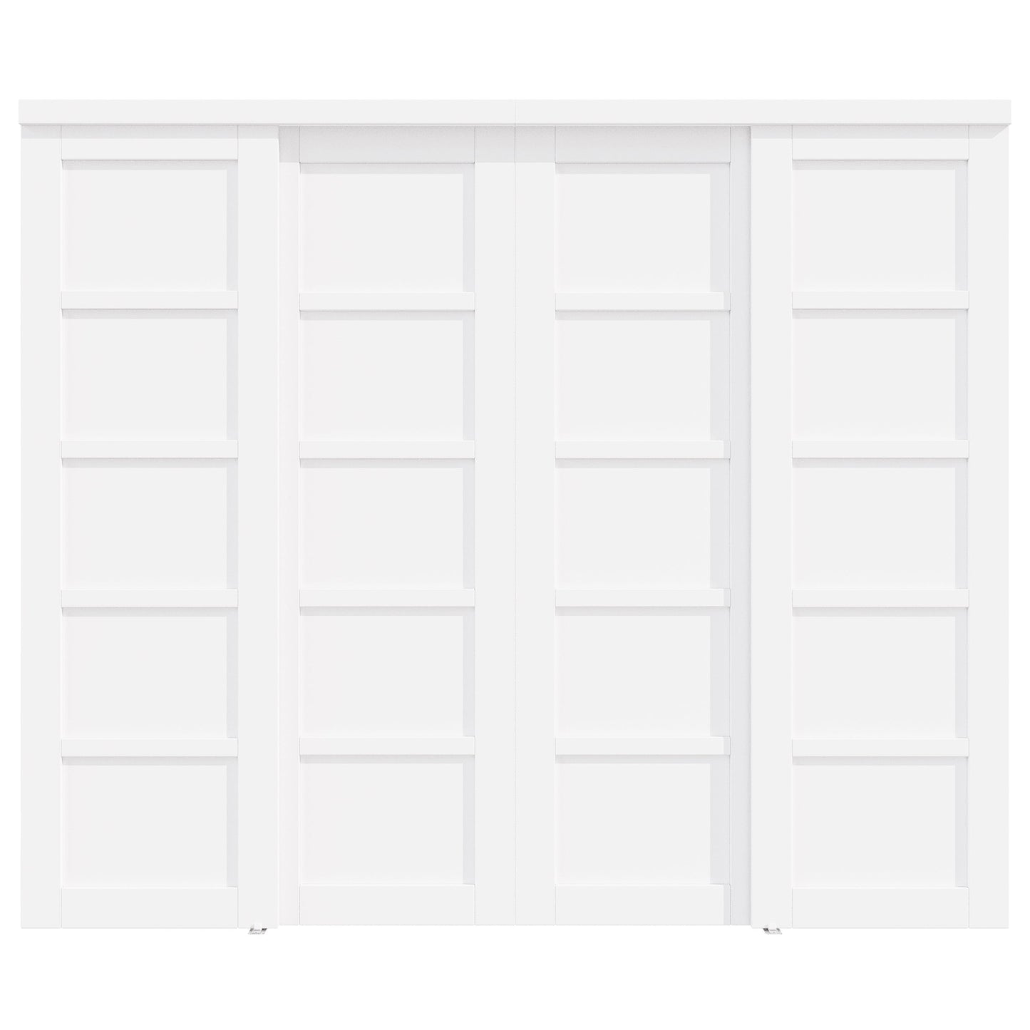 [Paintable] Crutophome 5 Panel Bypass Sliding Closet Door with Hardware Kit, Solid Core MDF Wood & Assembly Required & Primed, White