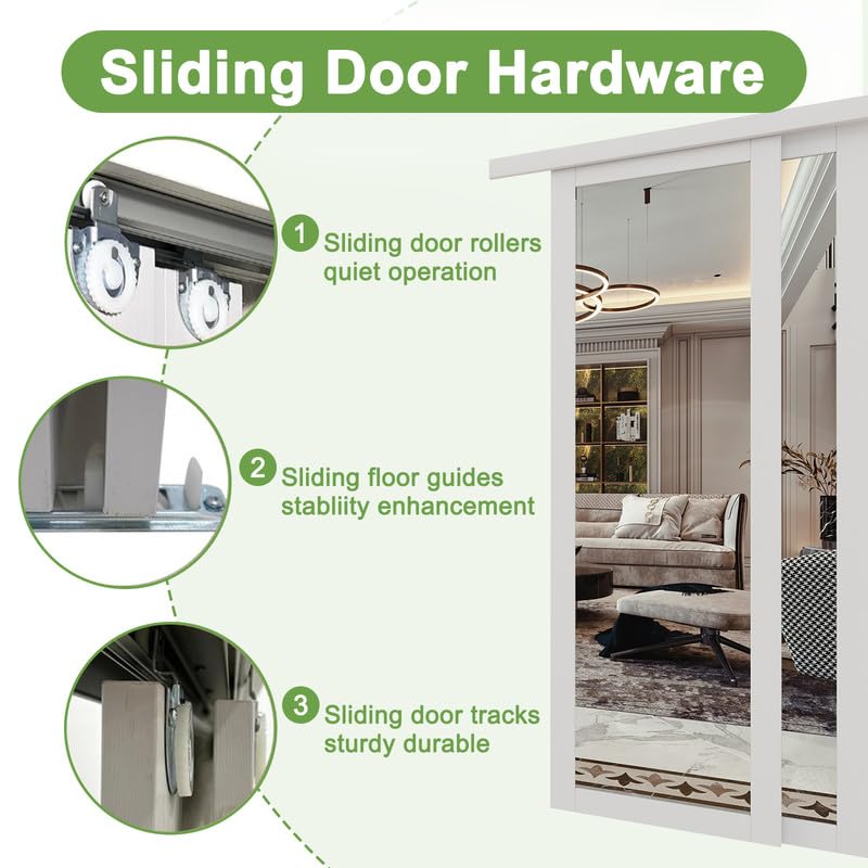 CRUTOP  Paintable Sliding Closet Door, Solid Core & Primed Water-Resistant Panels, Build Quality & Easy to Install