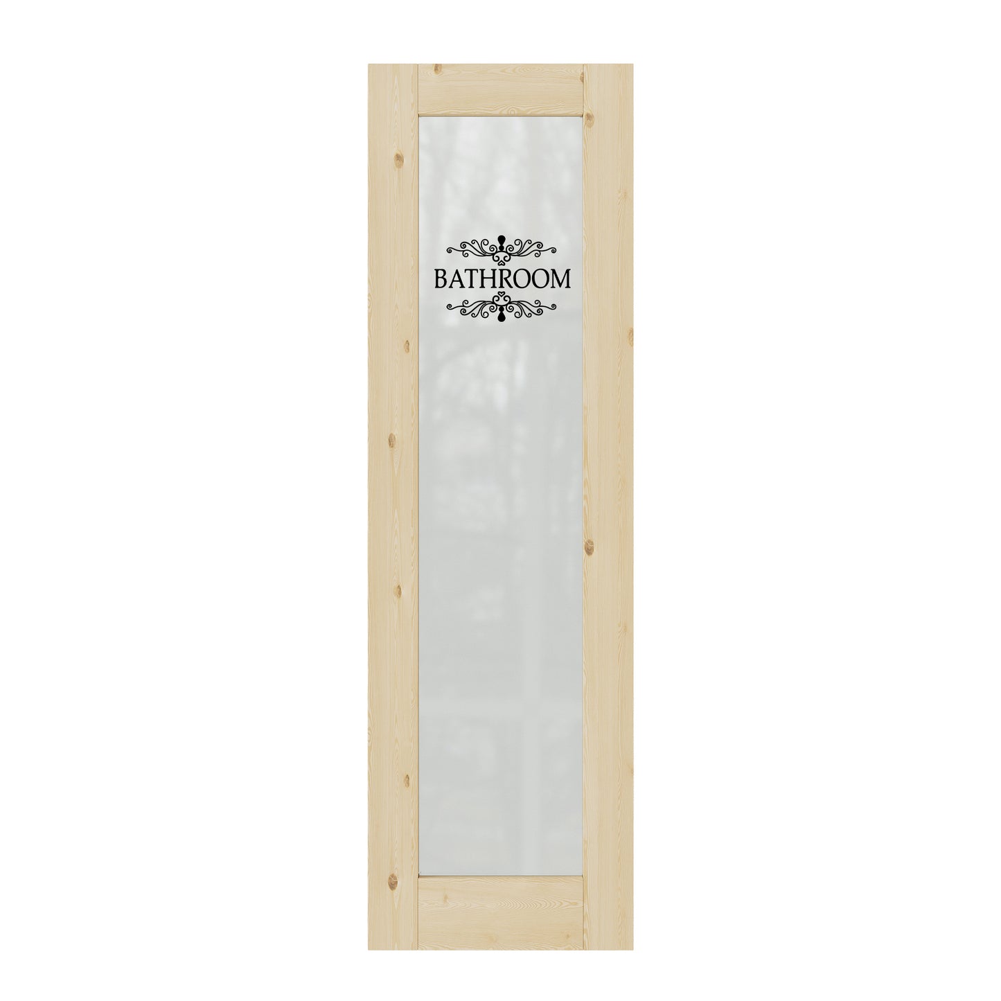 CRUTOP Pine Wood Frosted Glass Interior Bathroom Door Slab With Self-Adhesive Waterproof Vinyl Colorfast Sticker, Paintable, Unfinished