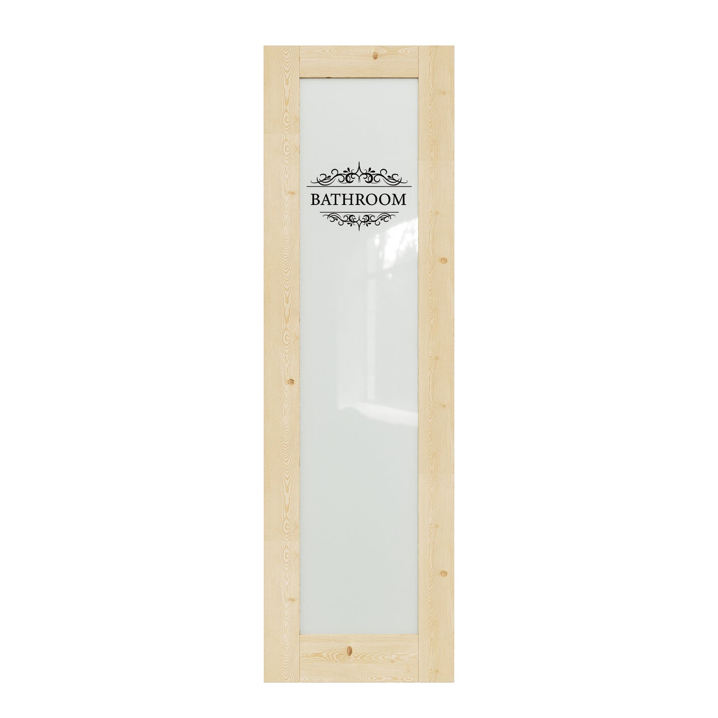 CRUTOP Frosted Glass Pine Wood Interior Bathroom Door Slab With Self-Adhesive Waterproof Vinyl Colorfast Sticker, Paintable, Unfinished