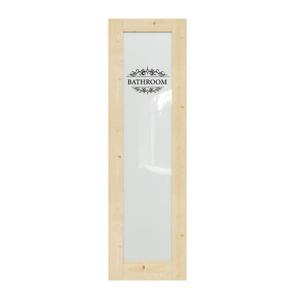 CRUTOP Frosted Glass Pine Wood Interior Bathroom Door Slab With Self-Adhesive Waterproof Vinyl Colorfast Sticker, Paintable, Unfinished