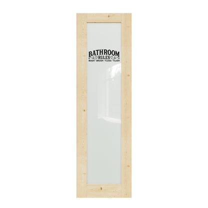 CRUTOP Interior Door Frosted Glass Pine Wood  Bathroom Door Slab With Self-Adhesive Waterproof Vinyl Colorfast Sticker, Paintable, Unfinished