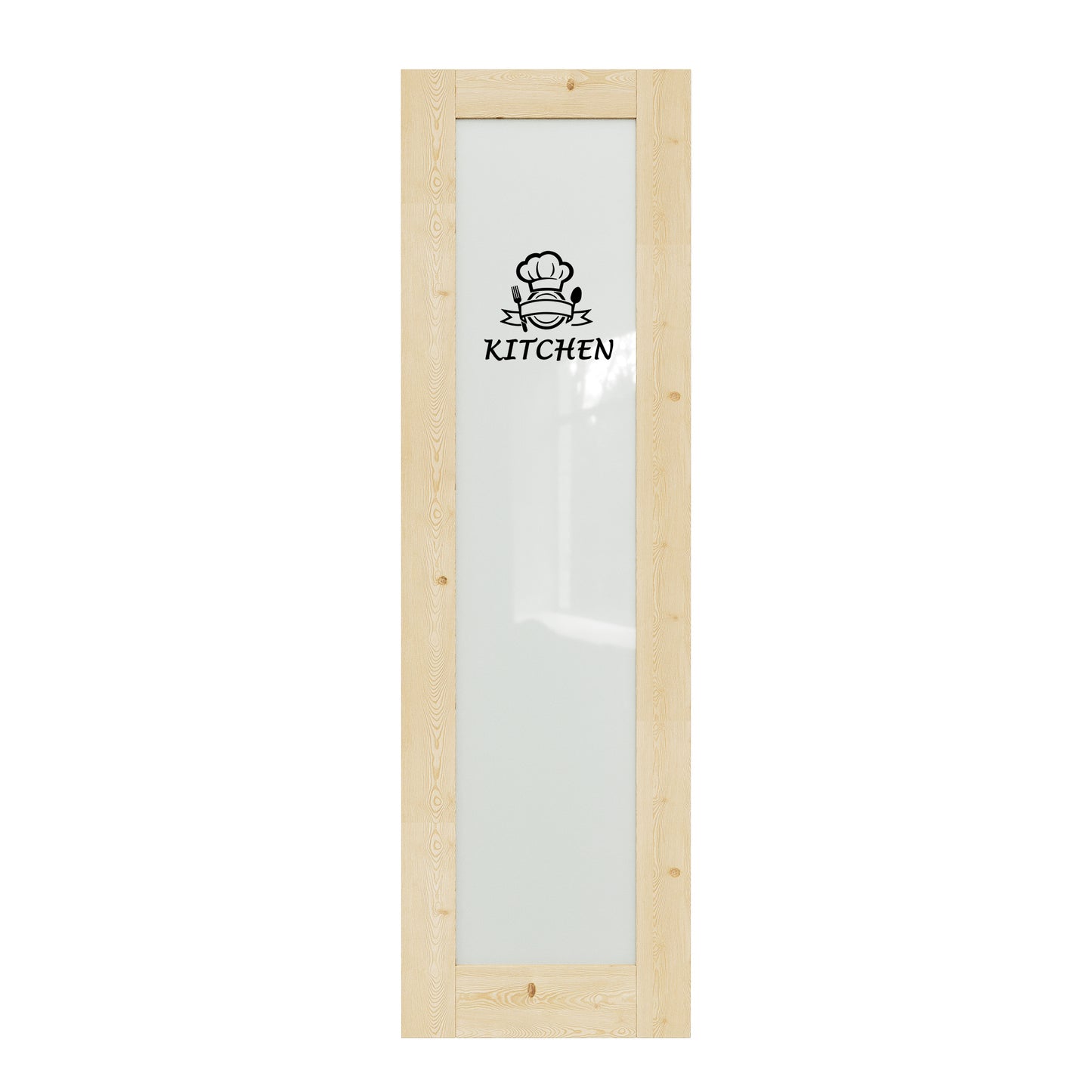 CRUTOP Pine Wood Frosted Glass Interior Kitchen Door Slab With Self-Adhesive Waterproof Vinyl Colorfast Sticker, Paintable, Unfinished